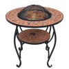 Mosaic Fire Pit Table Terracotta 26.8" Ceramic - Brown