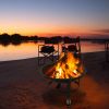 22" Curved Feet Iron Brazier Wood Burning Fire Pit Decoration for Backyard Poolside - Black