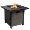 40000BTU Square Propane Fire Pit Table Steel Tabletop with Textilene Side Panel, Steel Lid and Rocks - as Pic