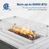 White Rectangle Outdoor Aluminum Glass Windbreak Propane Fire Pit Table For Pool Patio Garden - as Pic