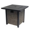 40000BTU Square Propane Fire Pit Table Steel Tabletop with Textilene Side Panel, Steel Lid and Rocks - as Pic
