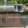 Direct Wicker 7-Piece Patio Wicker Gas Fire Pit Set Rectangular Table With Arm Chairs - brown