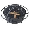 Fireplace with Spark Screen, Poker for Bonfire Patio Backyard Garden Picnic Fire Pit 30in Fire Pits for Outside Wood Burning Outdoor - as picture