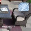 Direct Wicker 7-Piece Patio Wicker Gas Fire Pit Set Rectangular Table With Arm Chairs - brown