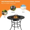 31.5 Inch Patio Fire Pit Dining Table With Cooking BBQ Grate - Black