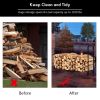8 Feet Outdoor Steel Firewood Log Rack - Black