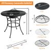 31.5 Inch Patio Fire Pit Dining Table With Cooking BBQ Grate - Black