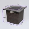 30inch Outdoor Fire Table Propane Gas Fire Pit Table with Lid Gas Fire Pit Table with Glass Rocks and Rain Cover - as Pic